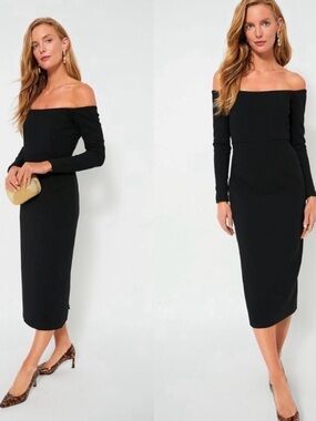Tuckernuck Black Off-the-Shoulder Long Sleeve Midi Dress